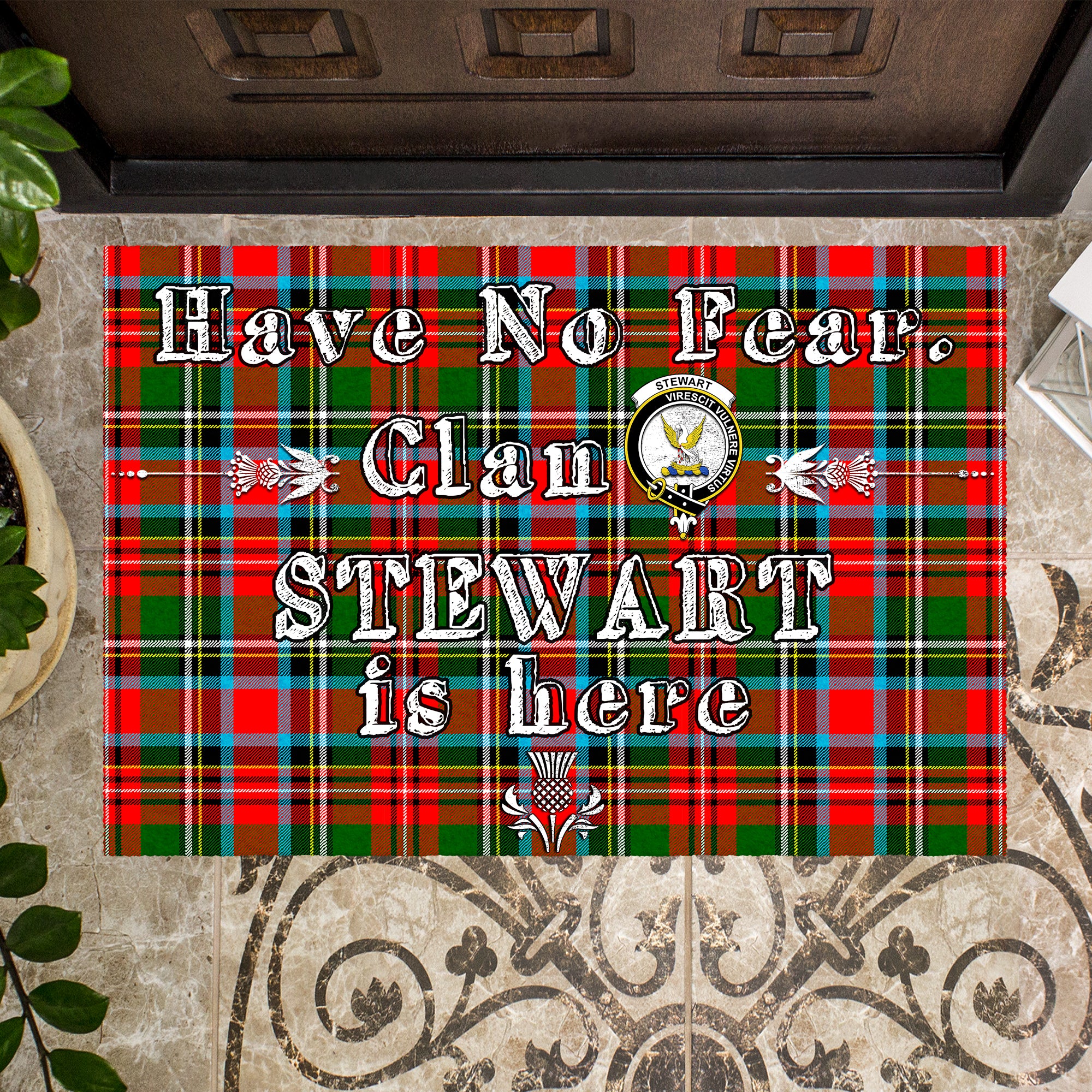 stewart-royal-clan-tartan-door-mat-family-crest-have-no-fear-tartan-door-mat
