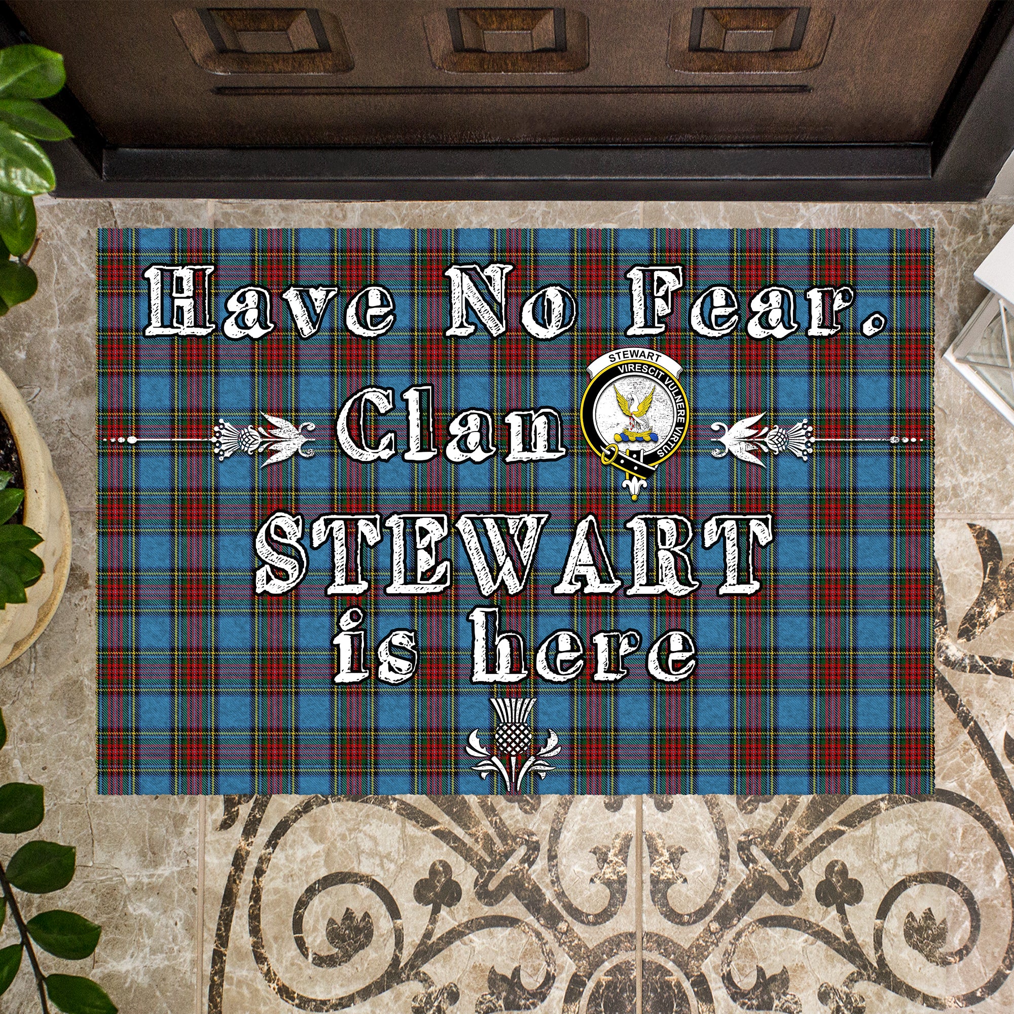stewart-royal-blue-clan-tartan-door-mat-family-crest-have-no-fear-tartan-door-mat