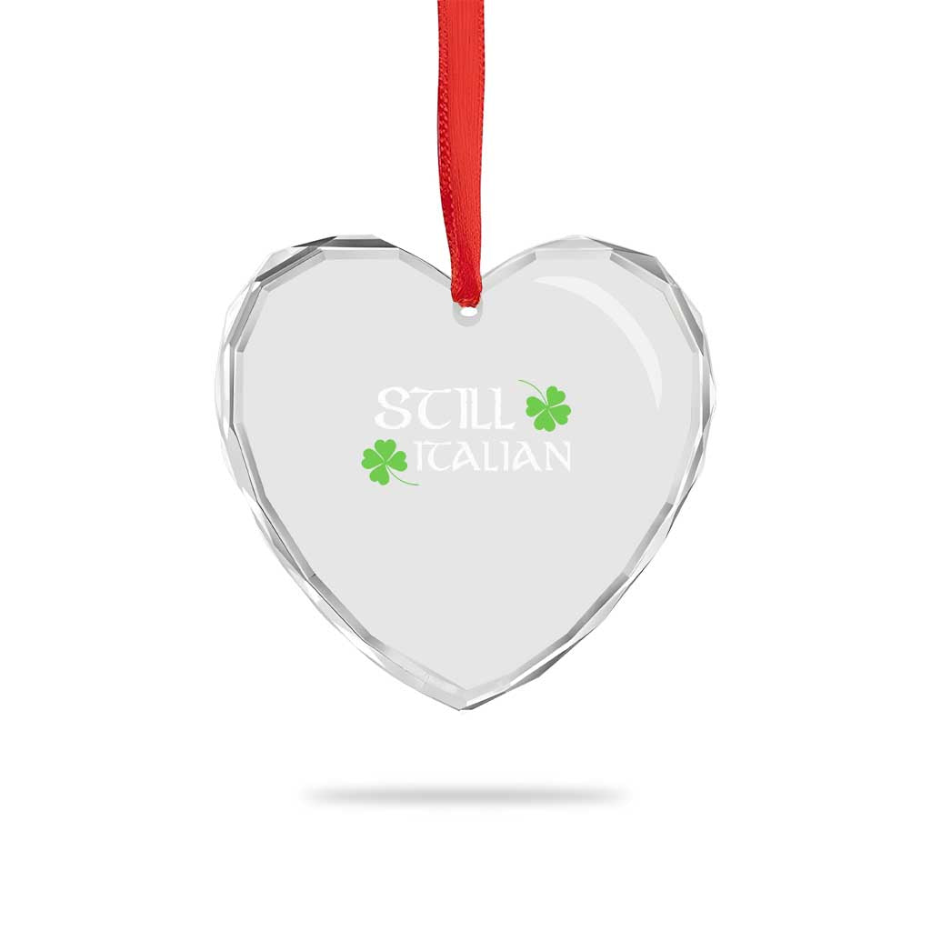 Still Italian St Patricks Day Heart Crystal Glass Ornament Lucky Shamrock