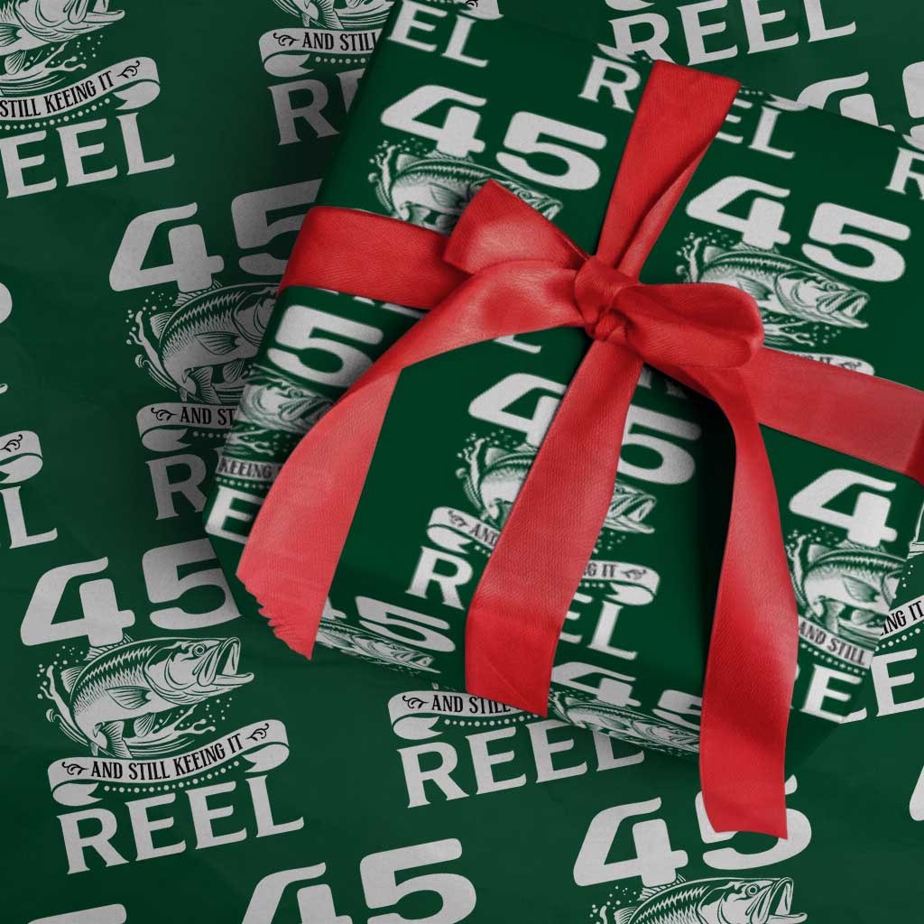 Still Keeping It Reel At 45 Wrapping Paper Roll Fisherman Birthday Gift