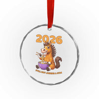 Still Not Joining A Gym Lunar New Year Crystal Glass Ornament Funny Horse Eating Ramen - Wonder Print Shop
