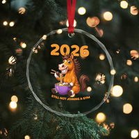 Still Not Joining A Gym Lunar New Year Crystal Glass Ornament Funny Horse Eating Ramen - Wonder Print Shop