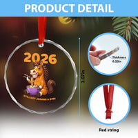 Still Not Joining A Gym Lunar New Year Crystal Glass Ornament Funny Horse Eating Ramen - Wonder Print Shop