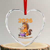 Still Not Joining A Gym Lunar New Year Heart Crystal Glass Ornament Funny Horse Eating Ramen - Wonder Print Shop