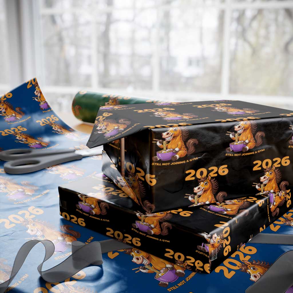 Still Not Joining A Gym Lunar New Year Wrapping Paper Roll Funny Horse Eating Ramen - Wonder Print Shop