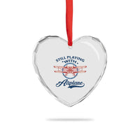 Still Playing With Airplane Heart Crystal Glass Ornament Aviation Lover Airline Pilot - Wonder Print Shop