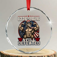Still Undefeated 1776 to 2026 Muscular Uncle Sam Crystal Glass Ornament Buff Bodybuilder American Flag 250th Anniversary Semiquincentennial