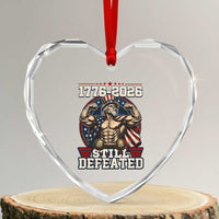 Still Undefeated 1776 to 2026 Muscular Uncle Sam Heart Crystal Glass Ornament Buff Bodybuilder American Flag 250th Anniversary Semiquincentennial