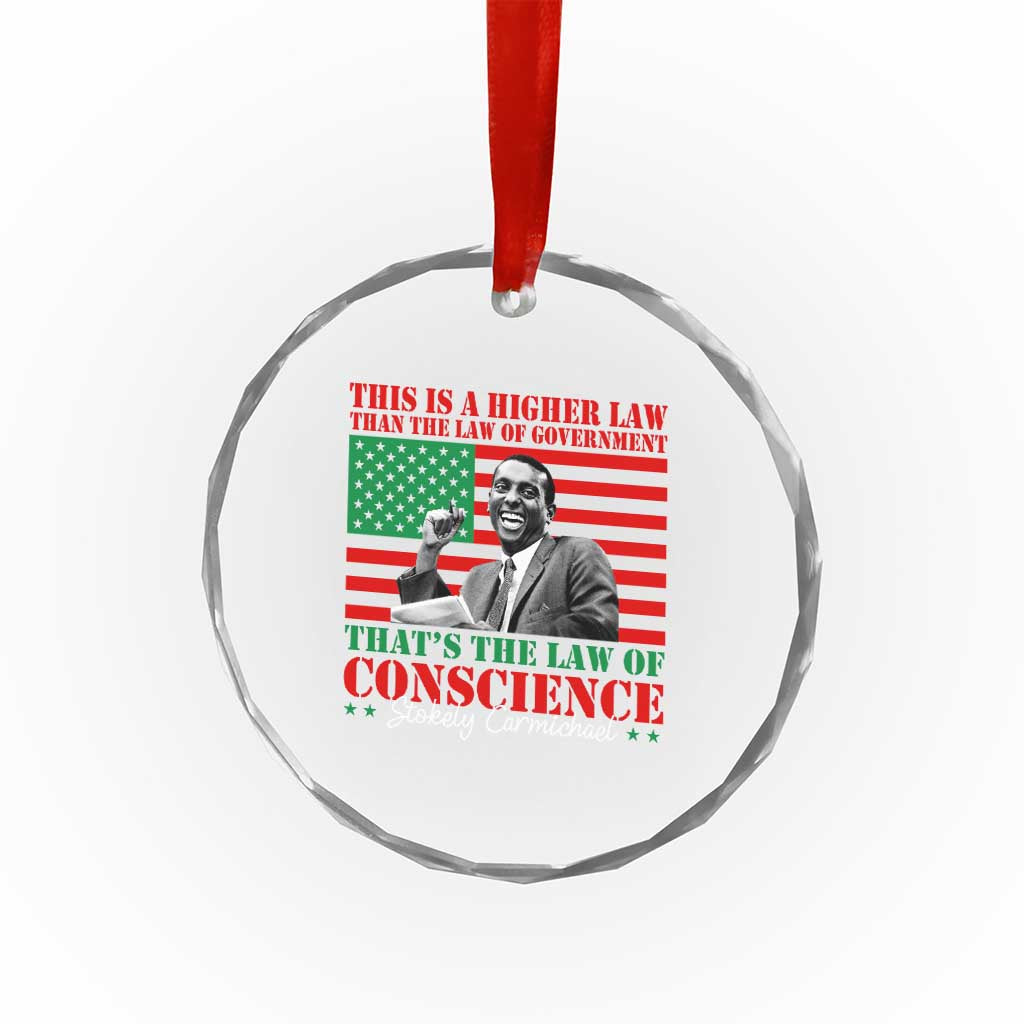 Stokely Carmichael Crystal Glass Ornament That's The Law Of Conscience American Flag