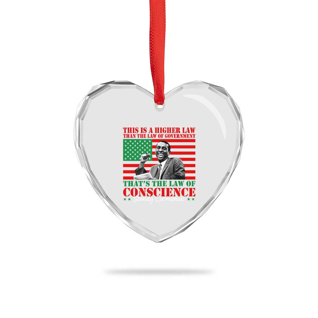 Stokely Carmichael Heart Crystal Glass Ornament That's The Law Of Conscience American Flag