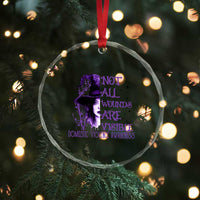 Stop Domestic Violence Crystal Glass Ornament Purple Ribbon Witch Graphic Witchy Feminist