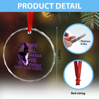 Stop Domestic Violence Crystal Glass Ornament Purple Ribbon Witch Graphic Witchy Feminist