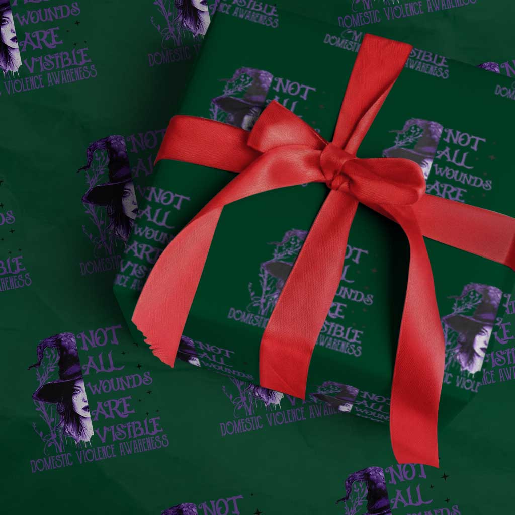 Stop Domestic Violence Wrapping Paper Roll Purple Ribbon Witch Graphic Witchy Feminist