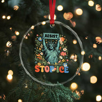 Stop ICE Crystal Glass Ornament Funny Statue of Liberty Boho Floral Resist Retro