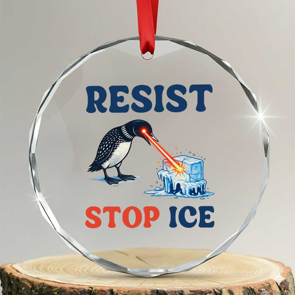 Stop ICE Crystal Glass Ornament Minnesota Resist Anti ICE Immigration Protest