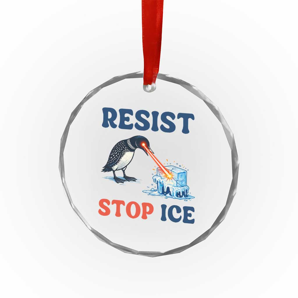 Stop ICE Crystal Glass Ornament Minnesota Resist Anti ICE Immigration Protest