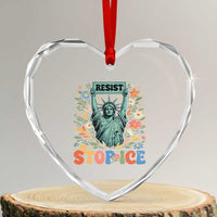 Stop ICE Heart Crystal Glass Ornament Funny Statue of Liberty Boho Floral Resist Retro