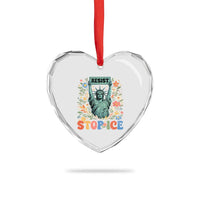 Stop ICE Heart Crystal Glass Ornament Funny Statue of Liberty Boho Floral Resist Retro