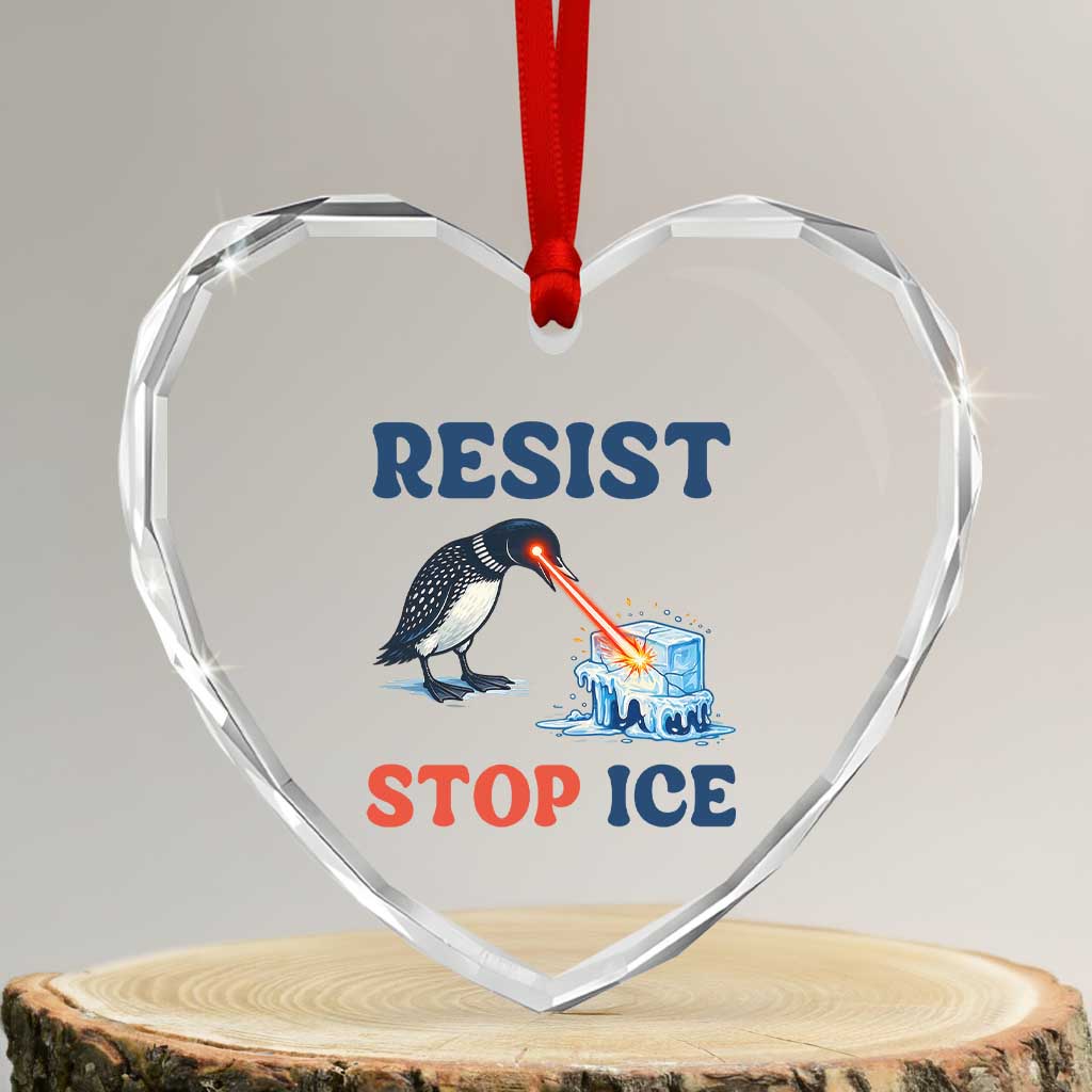 Stop ICE Heart Crystal Glass Ornament Minnesota Resist Anti ICE Immigration Protest
