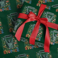 Stop ICE Wrapping Paper Roll Funny Statue of Liberty Boho Floral Resist Retro
