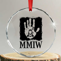 Stop MMIW Crystal Glass Ornament Voices For Stolen Sisters Red Handprint Graphic