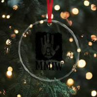 Stop MMIW Crystal Glass Ornament Voices For Stolen Sisters Red Handprint Graphic