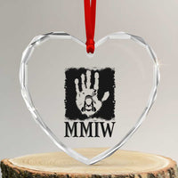 Stop MMIW Heart Crystal Glass Ornament Voices For Stolen Sisters Red Handprint Graphic