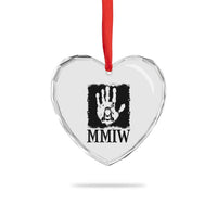 Stop MMIW Heart Crystal Glass Ornament Voices For Stolen Sisters Red Handprint Graphic