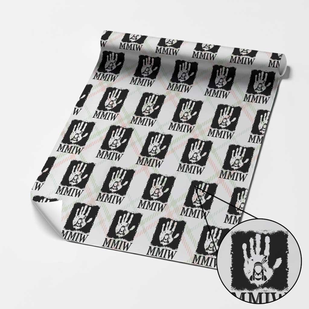 Stop MMIW Wrapping Paper Roll Voices For Stolen Sisters Red Handprint Graphic