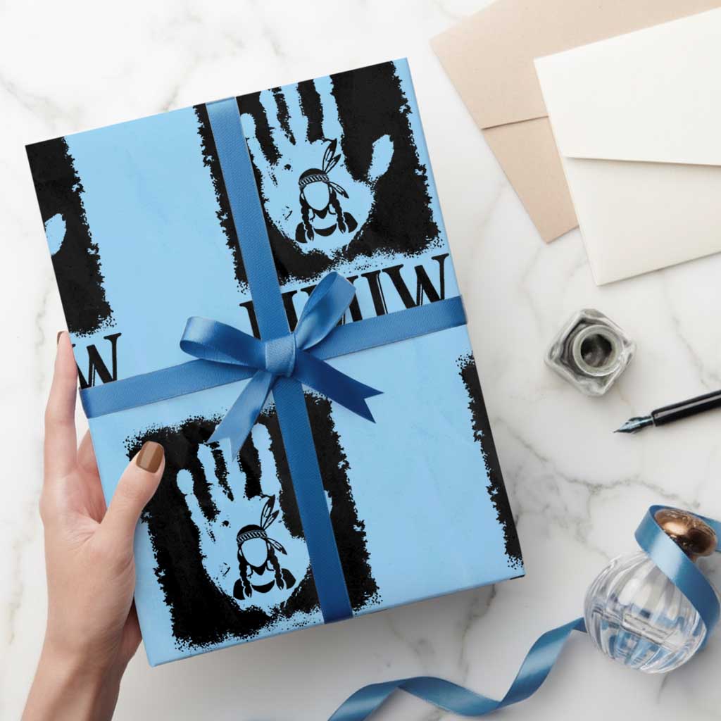 Stop MMIW Wrapping Paper Roll Voices For Stolen Sisters Red Handprint Graphic
