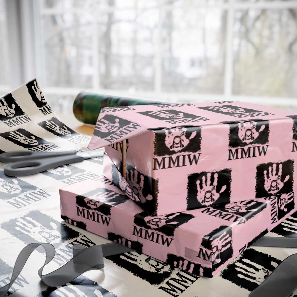 Stop MMIW Wrapping Paper Roll Voices For Stolen Sisters Red Handprint Graphic
