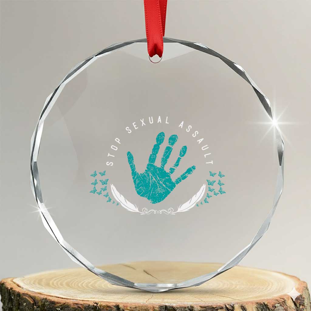Stop Sexual Assault Awareness Survivor Crystal Glass Ornament
