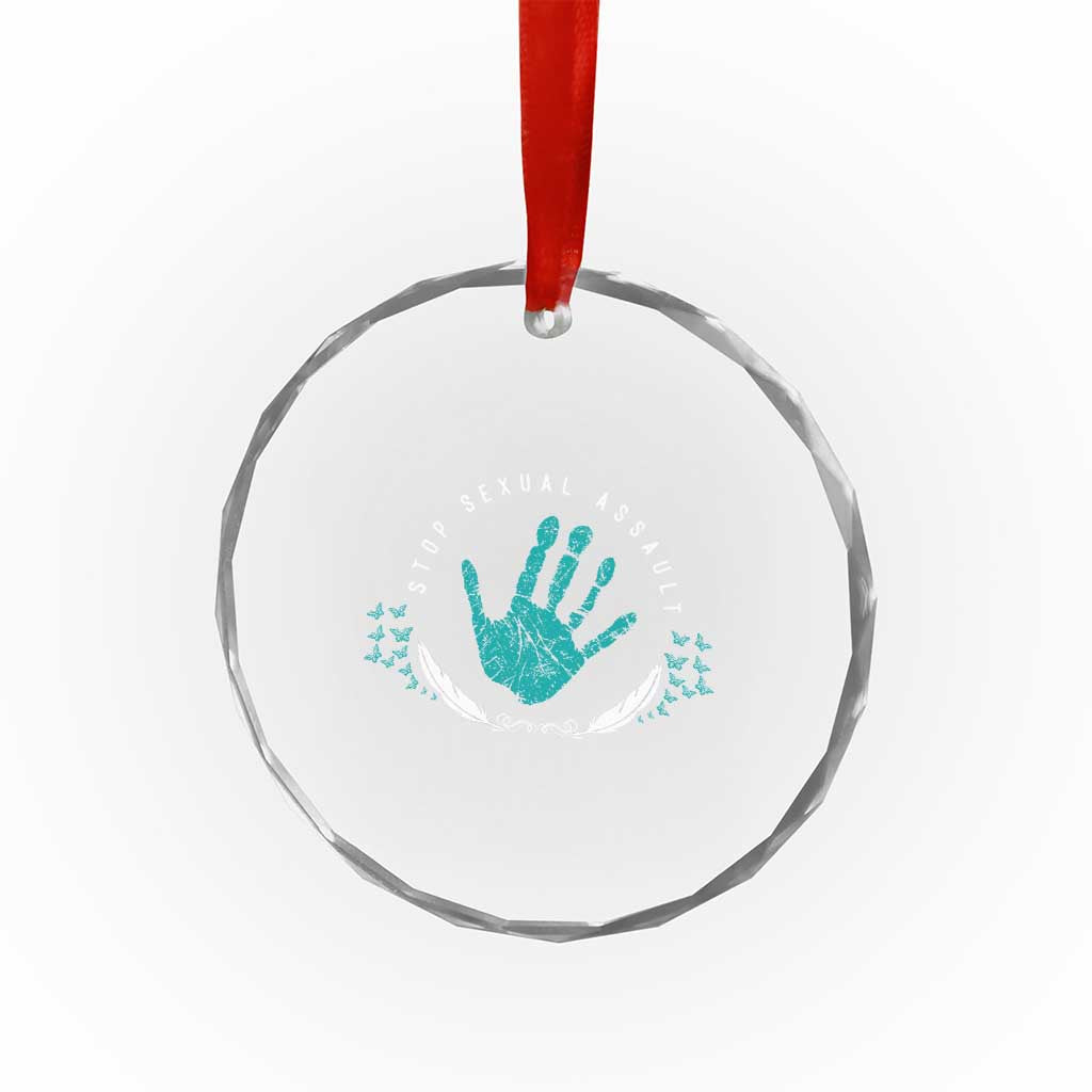 Stop Sexual Assault Awareness Survivor Crystal Glass Ornament