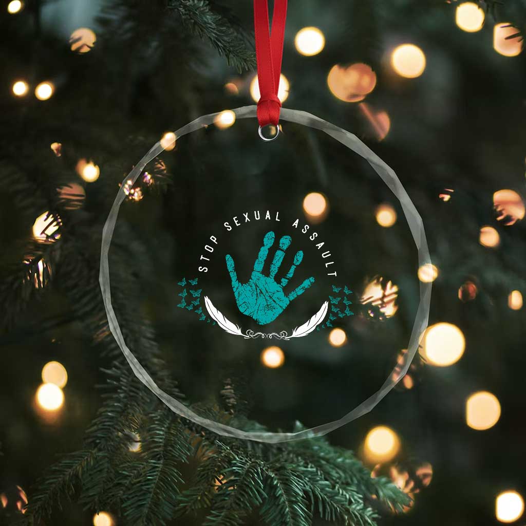Stop Sexual Assault Awareness Survivor Crystal Glass Ornament