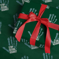 Stop Sexual Assault Wrapping Paper Roll Teal Ribbon Hand
