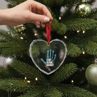 Stop Sexual Assault Heart Crystal Glass Ornament Teal Ribbon Hand