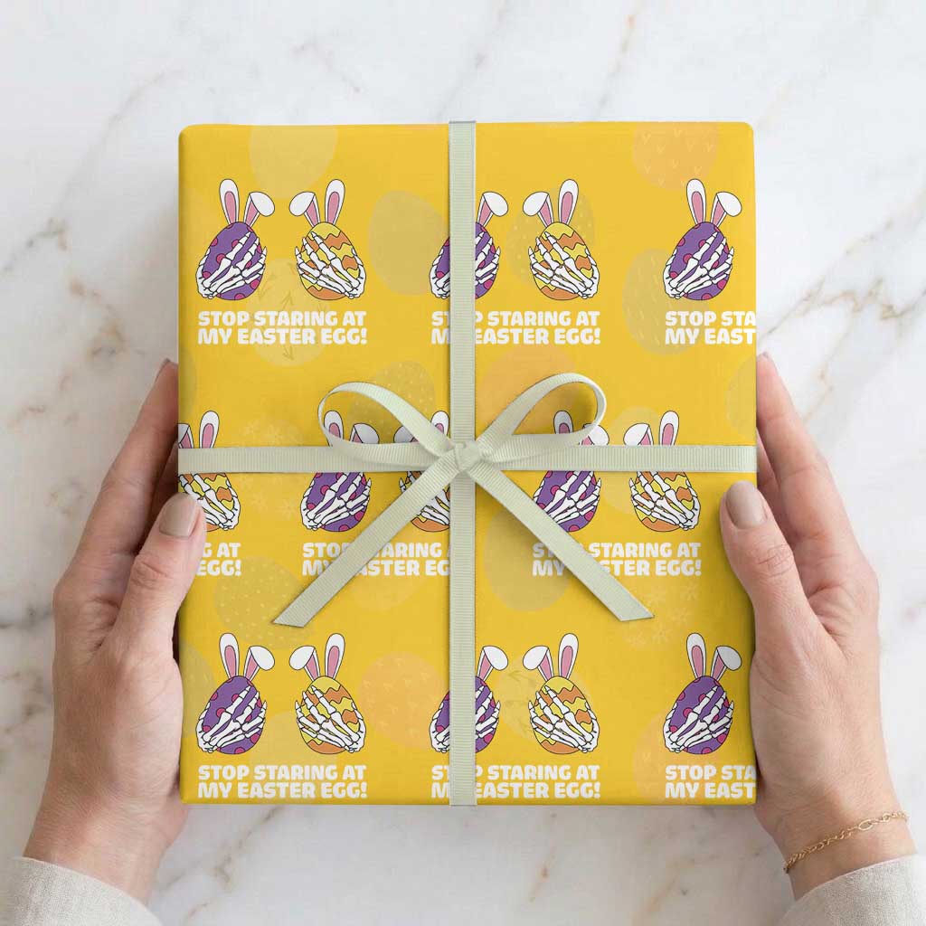 Stop Staring at My Easter Eggs Wrapping Paper Roll Funny Skeleton Bunny Easter