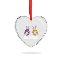 Stop Staring at My Easter Eggs Heart Crystal Glass Ornament Funny Skeleton Bunny Easter