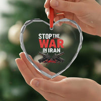 Stop the War in Iran Heart Crystal Glass Ornament Anti War Protest Peace Advocacy Human Rights