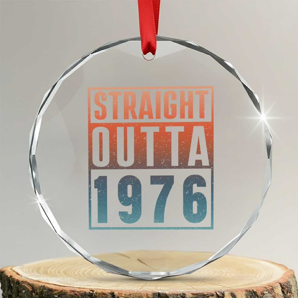 Straight Outta 1976 Crystal Glass Ornament Funny 50th Birthday Retro Neon Gradient Effect Printing