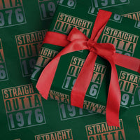 Straight Outta 1976 Wrapping Paper Roll Funny 50th Birthday Retro Neon Gradient Effect Printing