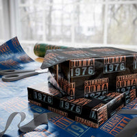 Straight Outta 1976 Wrapping Paper Roll Funny 50th Birthday Retro Neon Gradient Effect Printing