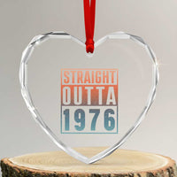 Straight Outta 1976 Heart Crystal Glass Ornament Funny 50th Birthday Retro Neon Gradient Effect Printing