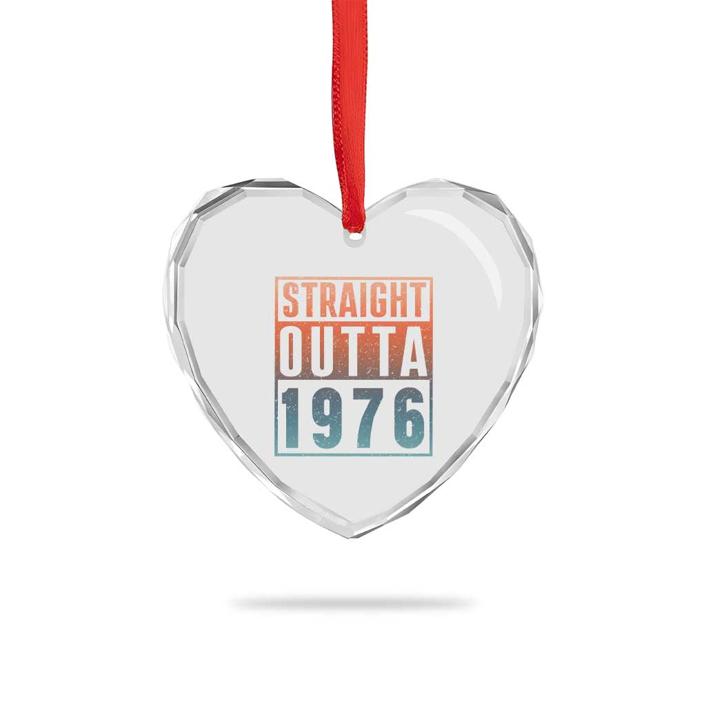 Straight Outta 1976 Heart Crystal Glass Ornament Funny 50th Birthday Retro Neon Gradient Effect Printing