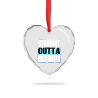 Straight Outta Holy Water Heart Crystal Glass Ornament Baptismal Baptism Christening