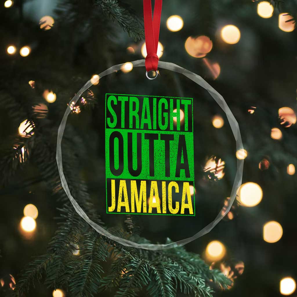 Straight Outta Jamaica Crystal Glass Ornament Cool Jamaican Travel Vacation - Wonder Print Shop