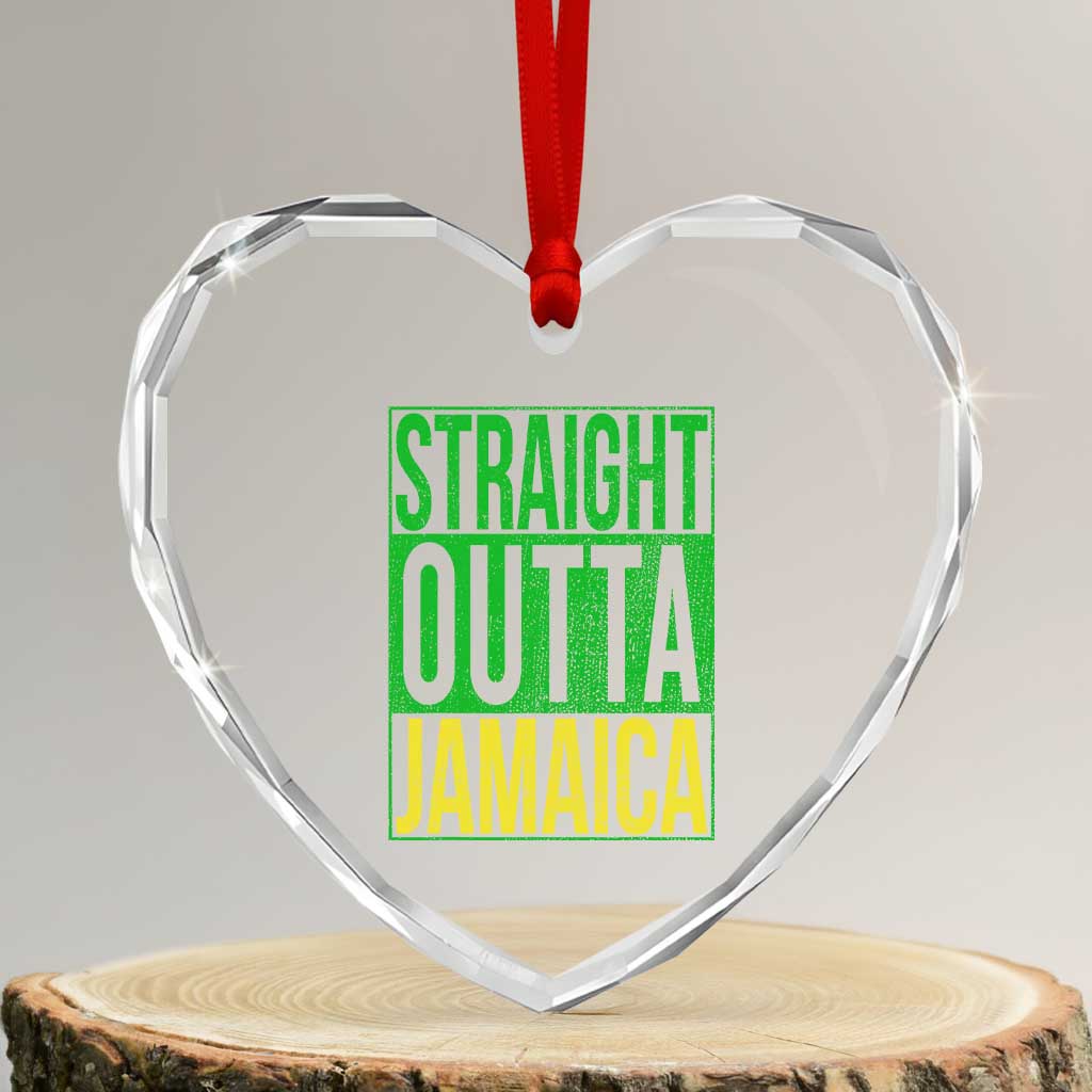 Straight Outta Jamaica Heart Crystal Glass Ornament Cool Jamaican Travel Vacation - Wonder Print Shop