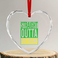 Straight Outta Jamaica Heart Crystal Glass Ornament Cool Jamaican Travel Vacation - Wonder Print Shop