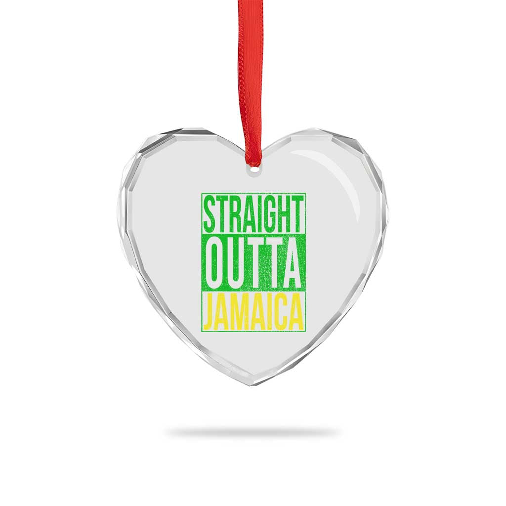 Straight Outta Jamaica Heart Crystal Glass Ornament Cool Jamaican Travel Vacation - Wonder Print Shop