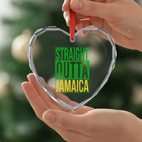 Straight Outta Jamaica Heart Crystal Glass Ornament Cool Jamaican Travel Vacation - Wonder Print Shop